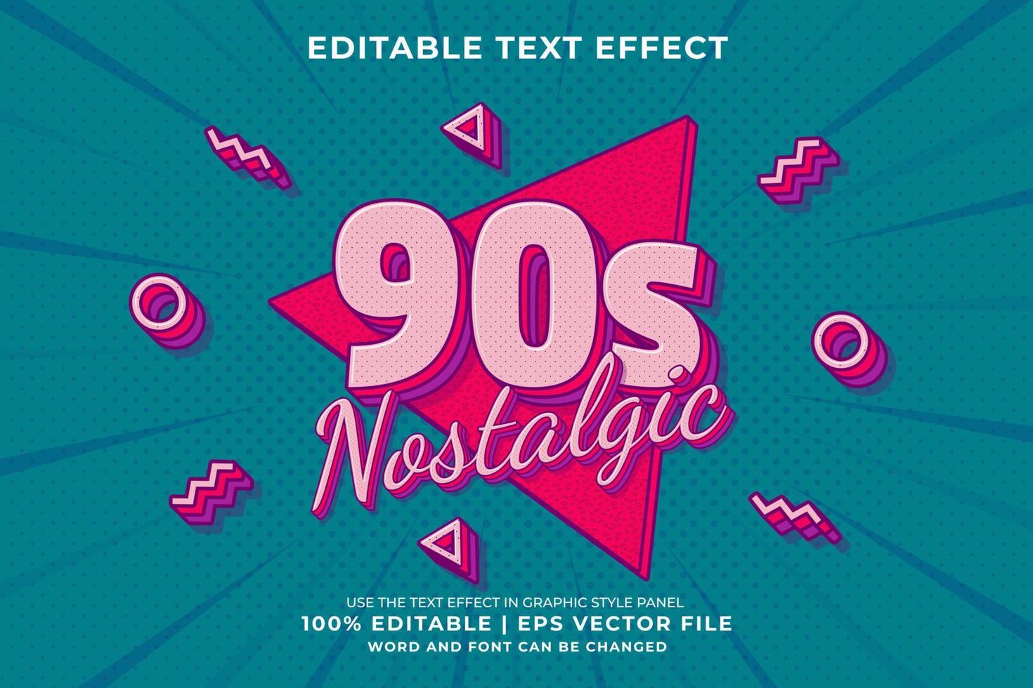 bewerkbare tekst effect - 90s nostalgisch sjabloon stijl premie vector