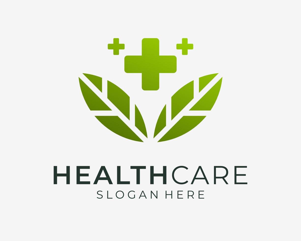 gezondheidszorg kruiden medisch blad groen gezond genezing genezen geneeskunde kruid natuurlijk vector logo ontwerp