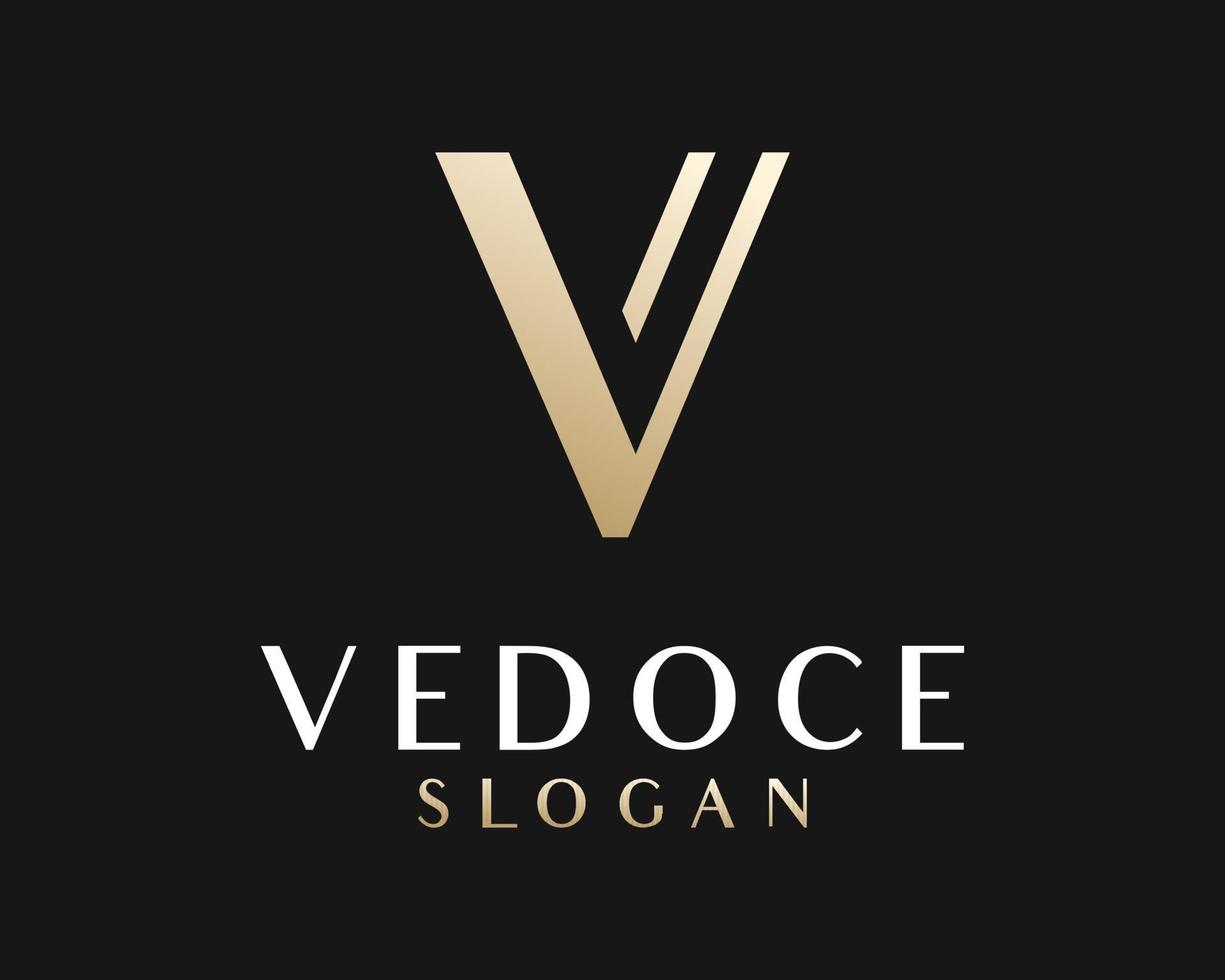 brief v initialen goud luxe elegant gouden elegant bevallig gemakkelijk minimalistische vector logo ontwerp