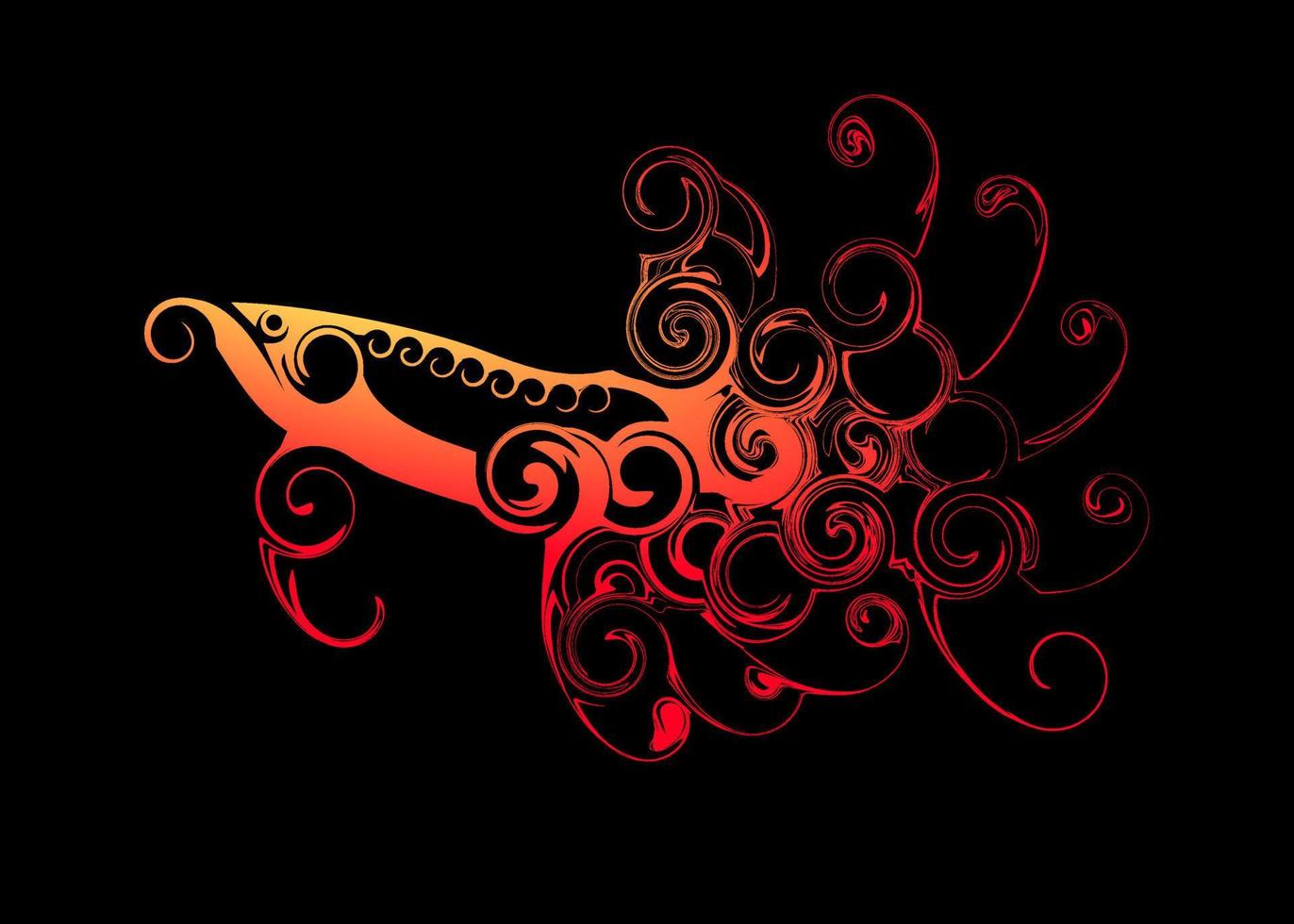 mooi abstract super rood arowana vis of draak vis silhouet behang achtergrond vector