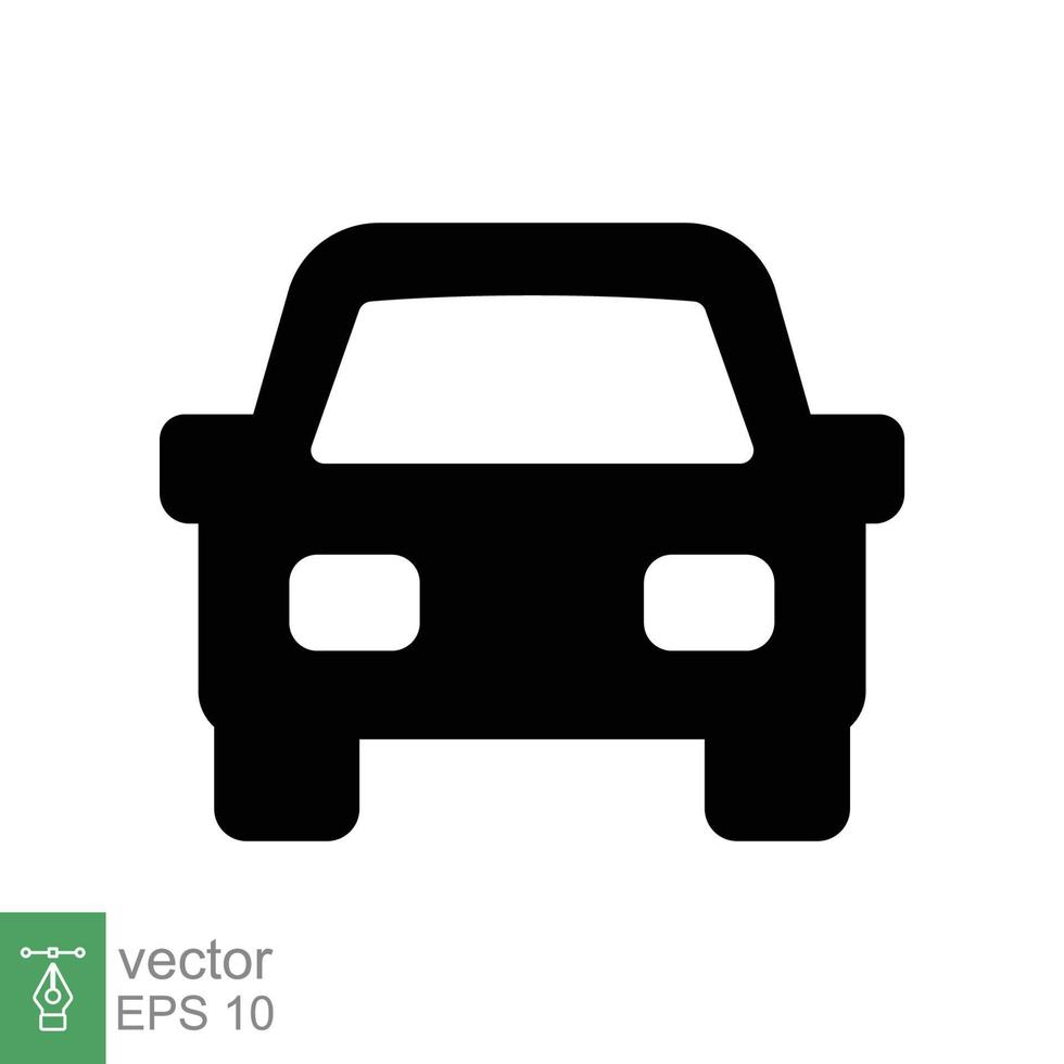 auto voorkant glyph icoon. gemakkelijk solide stijl teken symbool. auto, visie, sport, ras, vervoer concept. vector illustratie geïsoleerd Aan wit achtergrond. eps 10.