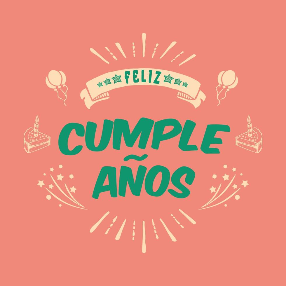 gelukkig verjaardag feliz cumpleanos belettering in Spaans vector