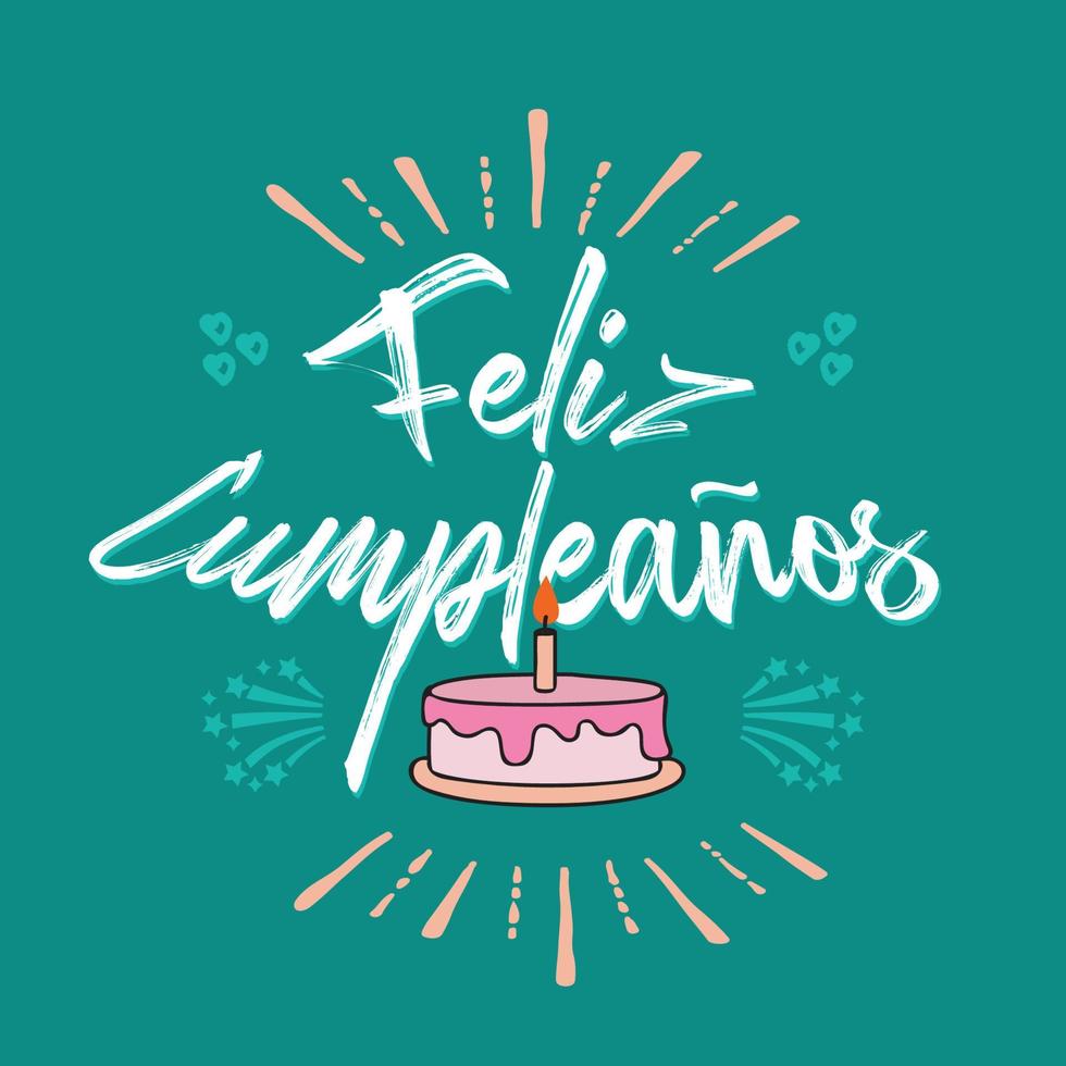 gelukkig verjaardag feliz cumpleanos belettering in Spaans vector