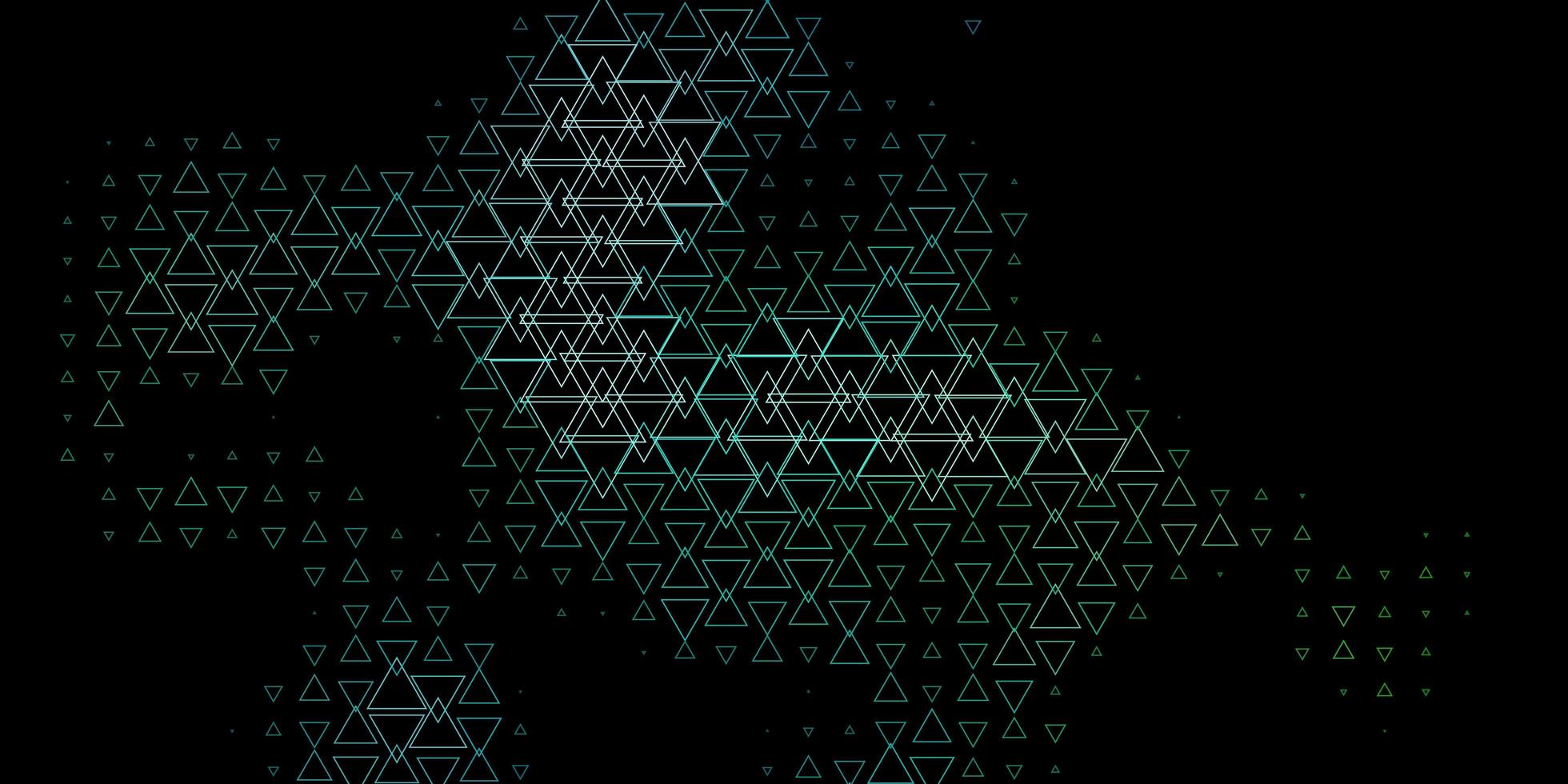 donkerblauwe, groene vectorachtergrond met lijnen, driehoeken. vector