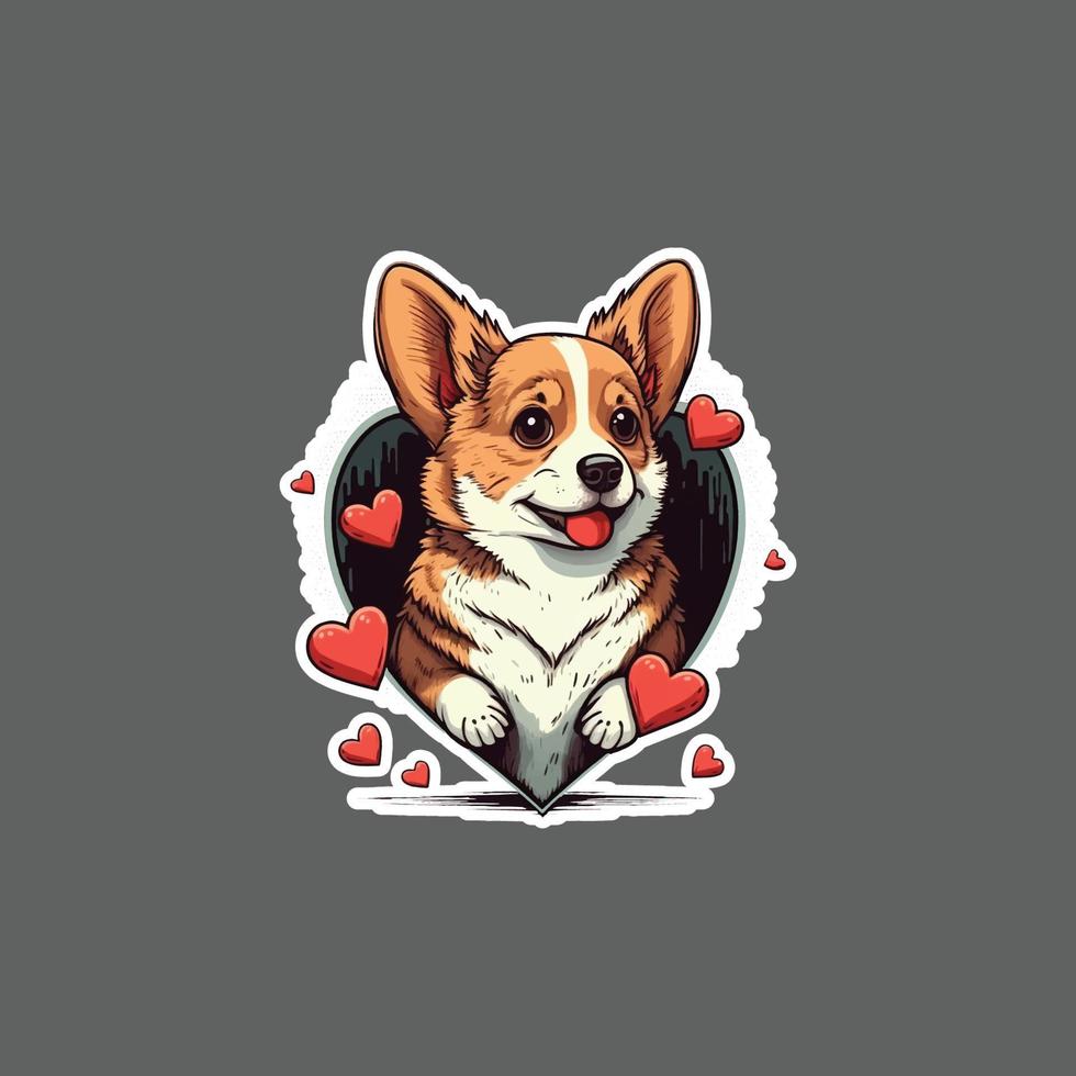 sticker van joepie hond valentijnsdag vector