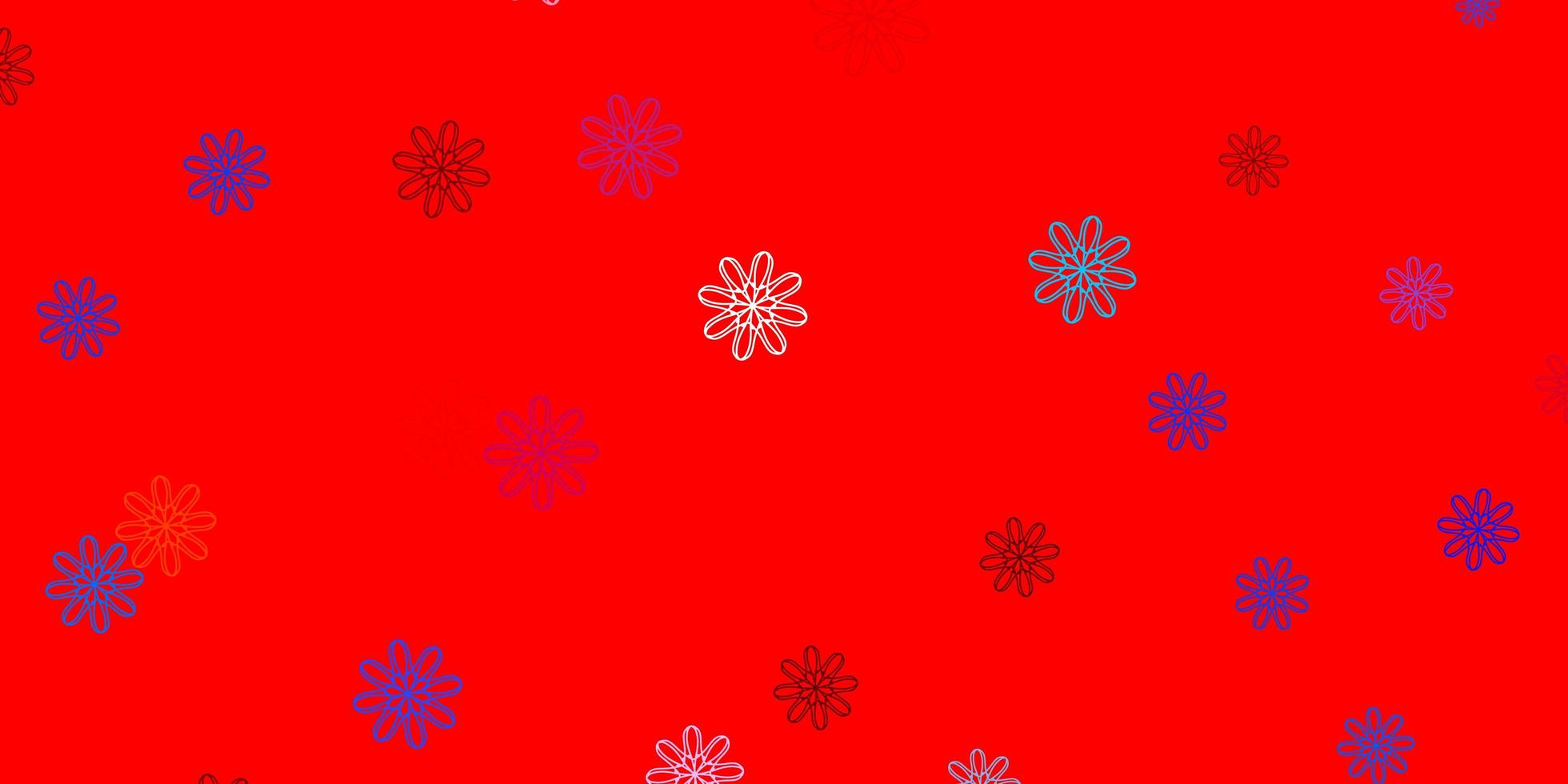lichtblauw, rood vectorkrabbeltextuur met bloemen. vector