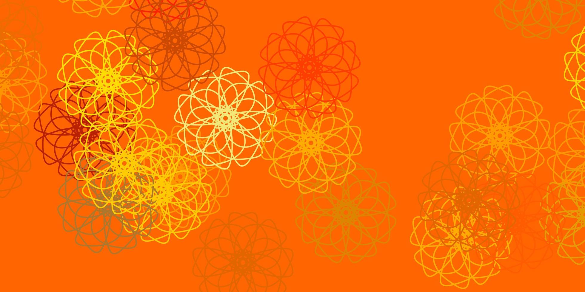 lichtgele vector doodle achtergrond met bloemen.