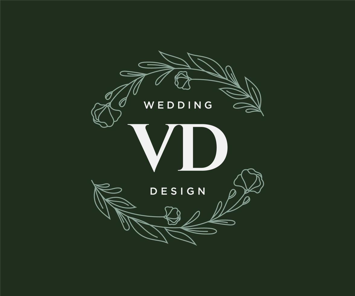 vd initialen brief bruiloft monogram logos verzameling, hand- getrokken modern minimalistisch en bloemen Sjablonen voor uitnodiging kaarten, opslaan de datum, elegant identiteit voor restaurant, boetiek, cafe in vector