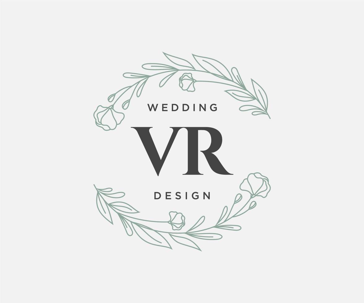 vr initialen brief bruiloft monogram logos verzameling, hand- getrokken modern minimalistisch en bloemen Sjablonen voor uitnodiging kaarten, opslaan de datum, elegant identiteit voor restaurant, boetiek, cafe in vector