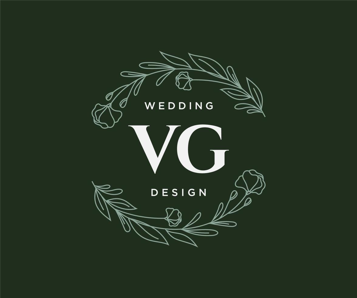 vg initialen brief bruiloft monogram logos verzameling, hand- getrokken modern minimalistisch en bloemen Sjablonen voor uitnodiging kaarten, opslaan de datum, elegant identiteit voor restaurant, boetiek, cafe in vector