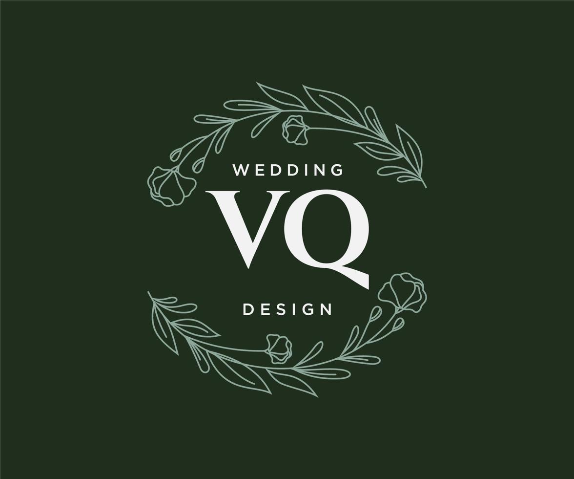 vq initialen brief bruiloft monogram logos verzameling, hand- getrokken modern minimalistisch en bloemen Sjablonen voor uitnodiging kaarten, opslaan de datum, elegant identiteit voor restaurant, boetiek, cafe in vector