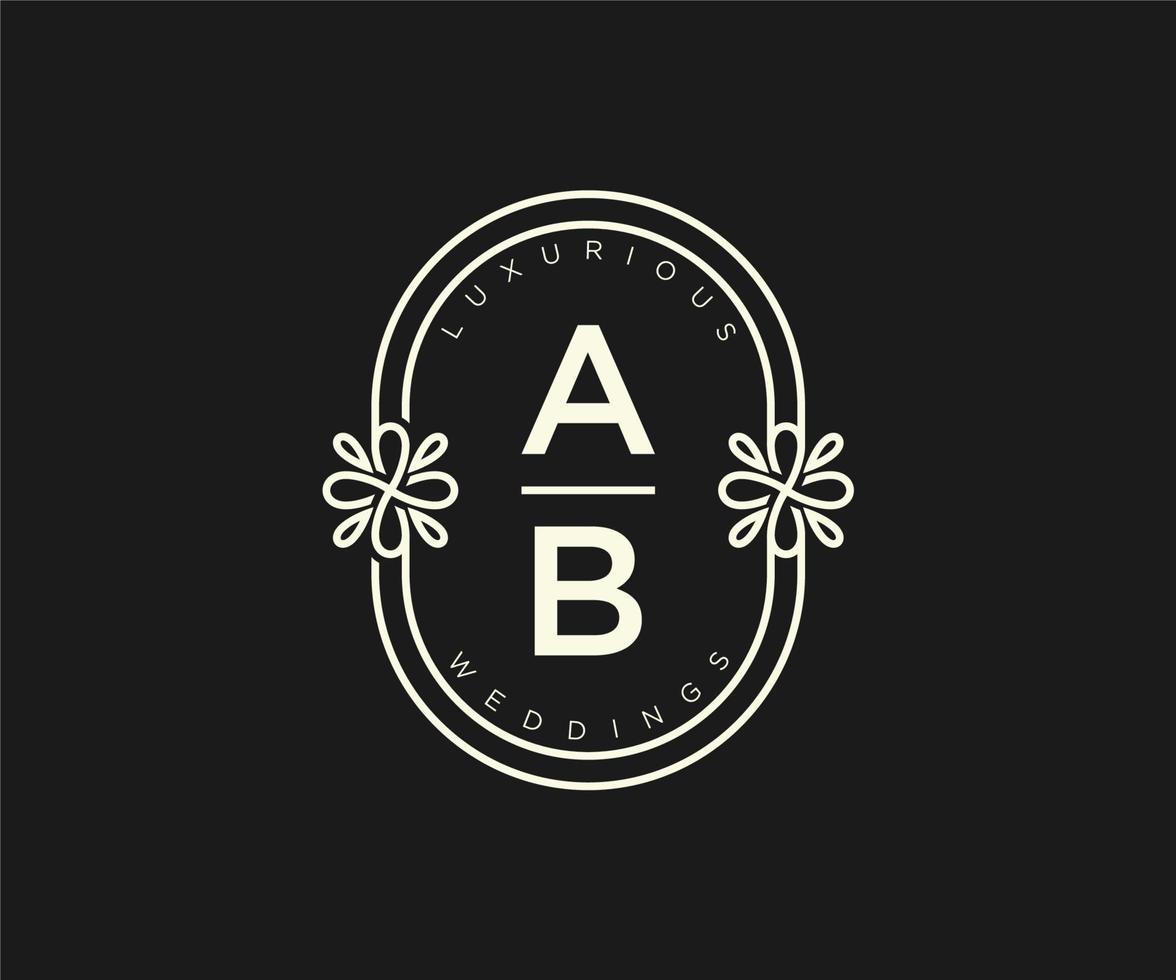 ab initialen brief bruiloft monogram logos sjabloon, hand- getrokken modern minimalistisch en bloemen Sjablonen voor uitnodiging kaarten, opslaan de datum, elegant identiteit. vector