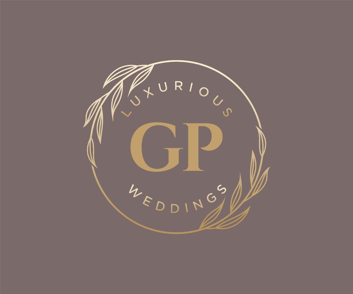 gp initialen brief bruiloft monogram logos sjabloon, hand- getrokken modern minimalistisch en bloemen Sjablonen voor uitnodiging kaarten, opslaan de datum, elegant identiteit. vector