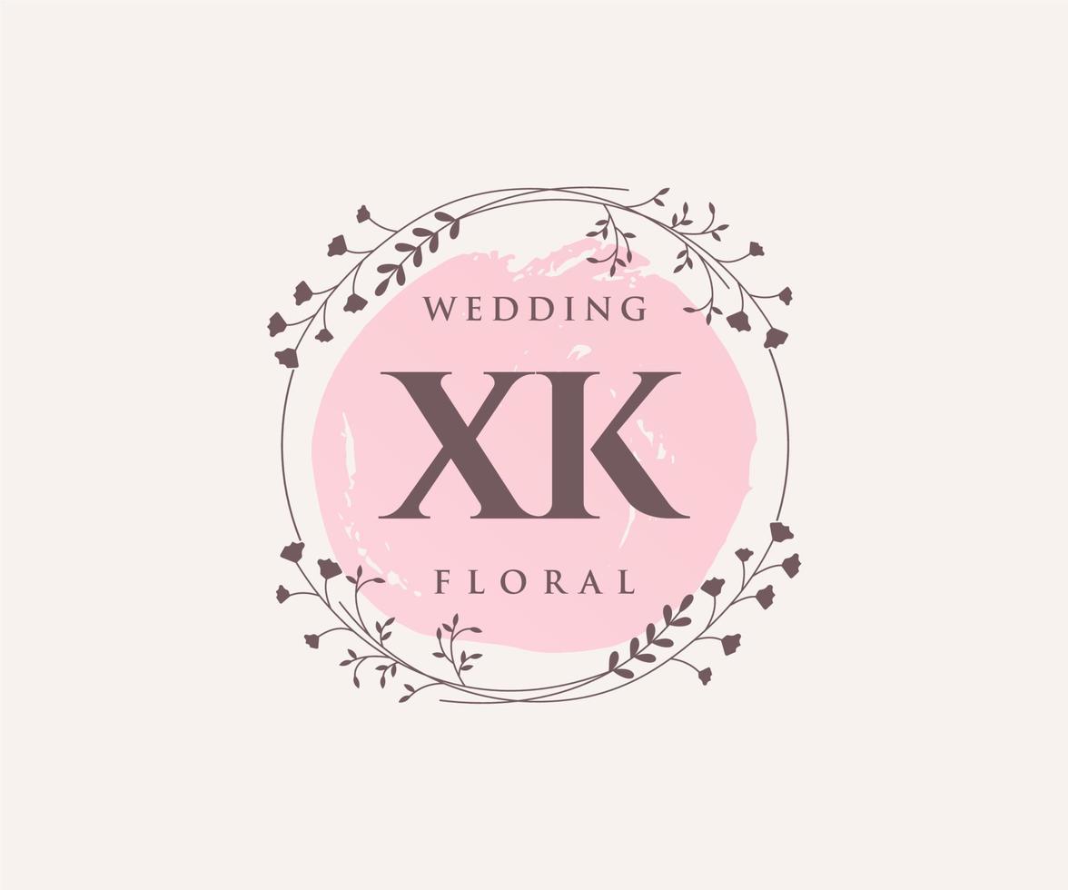 xk initialen brief bruiloft monogram logos sjabloon, hand- getrokken modern minimalistisch en bloemen Sjablonen voor uitnodiging kaarten, opslaan de datum, elegant identiteit. vector