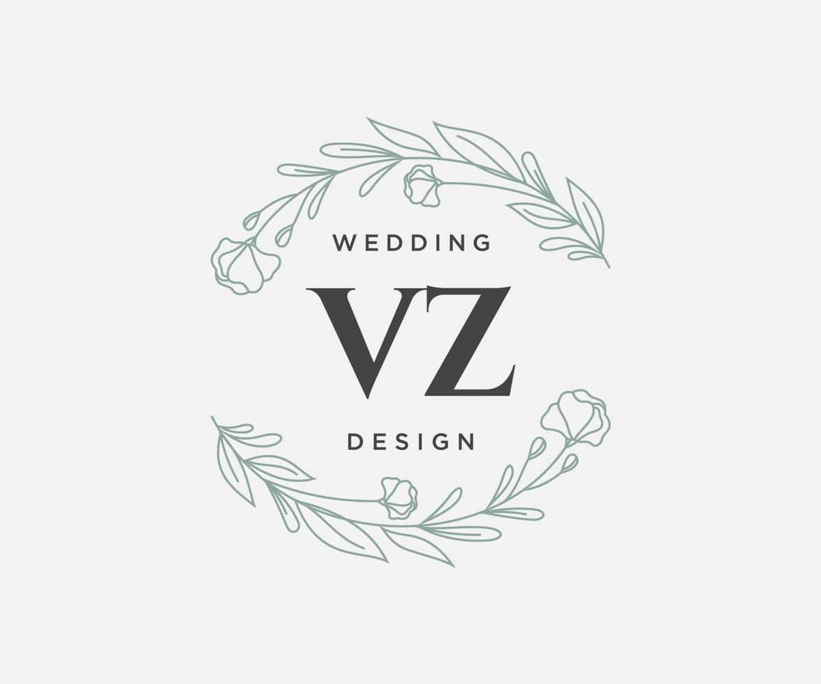 vz initialen brief bruiloft monogram logos verzameling, hand- getrokken modern minimalistisch en bloemen Sjablonen voor uitnodiging kaarten, opslaan de datum, elegant identiteit voor restaurant, boetiek, cafe in vector