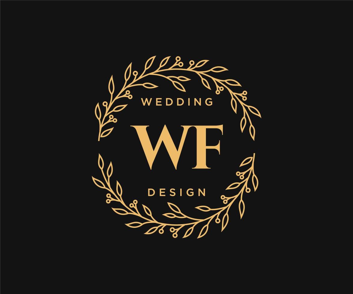 wf initialen brief bruiloft monogram logos verzameling, hand- getrokken modern minimalistisch en bloemen Sjablonen voor uitnodiging kaarten, opslaan de datum, elegant identiteit voor restaurant, boetiek, cafe in vector