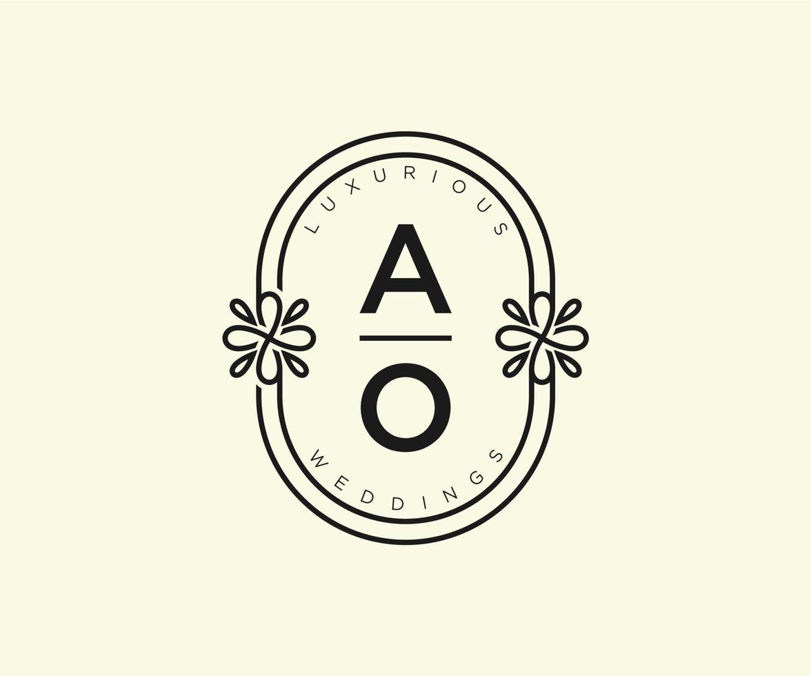 oa initialen brief bruiloft monogram logos sjabloon, hand- getrokken modern minimalistisch en bloemen Sjablonen voor uitnodiging kaarten, opslaan de datum, elegant identiteit. vector