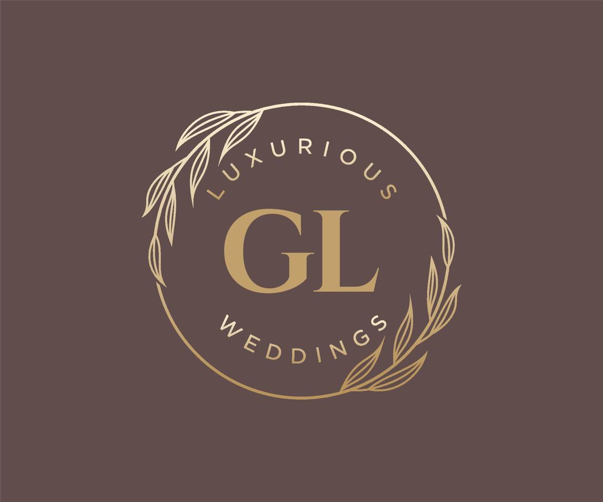 gl initialen brief bruiloft monogram logos sjabloon, hand- getrokken modern minimalistisch en bloemen Sjablonen voor uitnodiging kaarten, opslaan de datum, elegant identiteit. vector