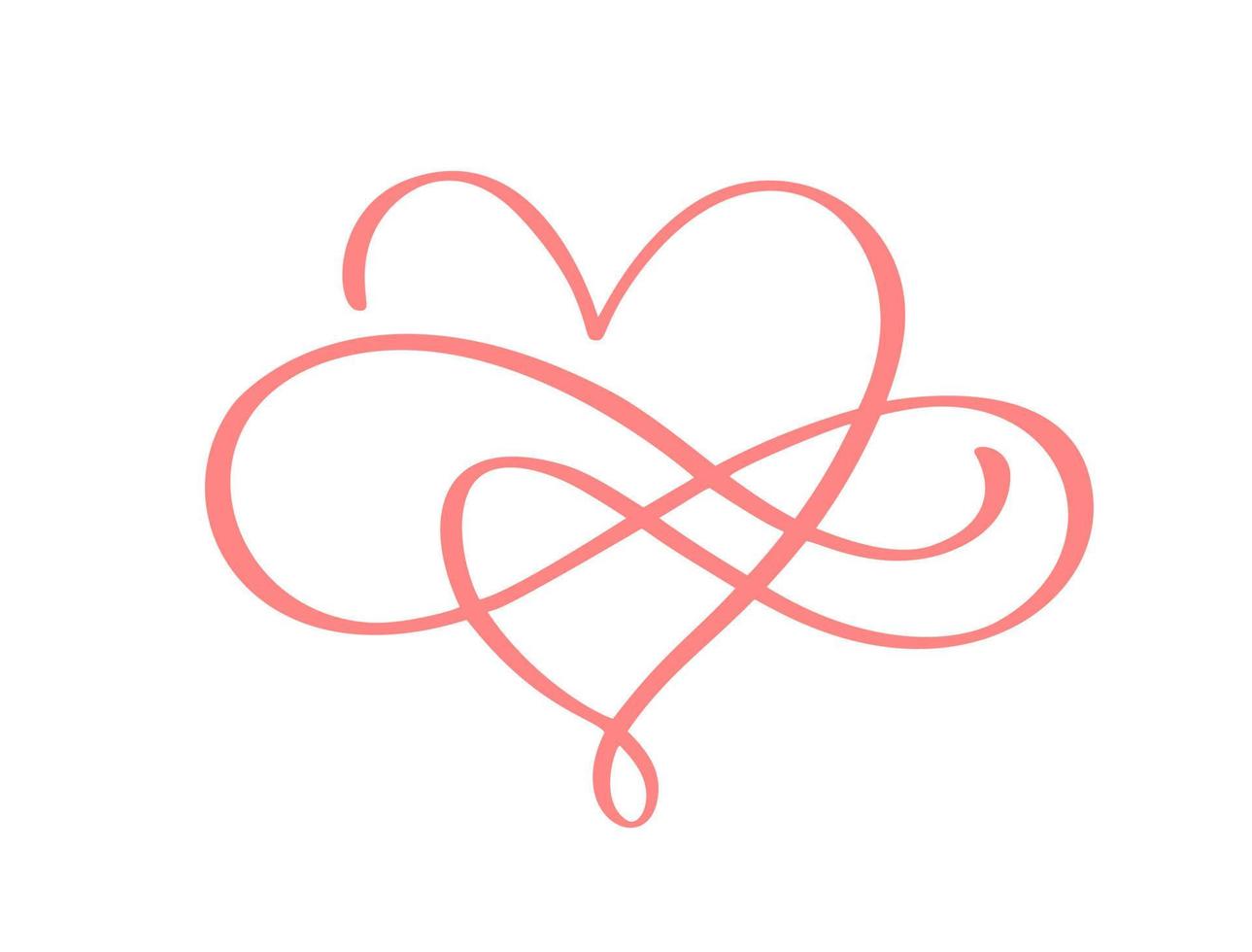 roze vector schoonschrift hart en voor altijd teken. liefde oneindigheid Valentijn dag romantisch symbool logo gekoppeld, meedoen, passie en bruiloft icoon. sjabloon voor kaart, poster. ontwerp vlak element illustratie