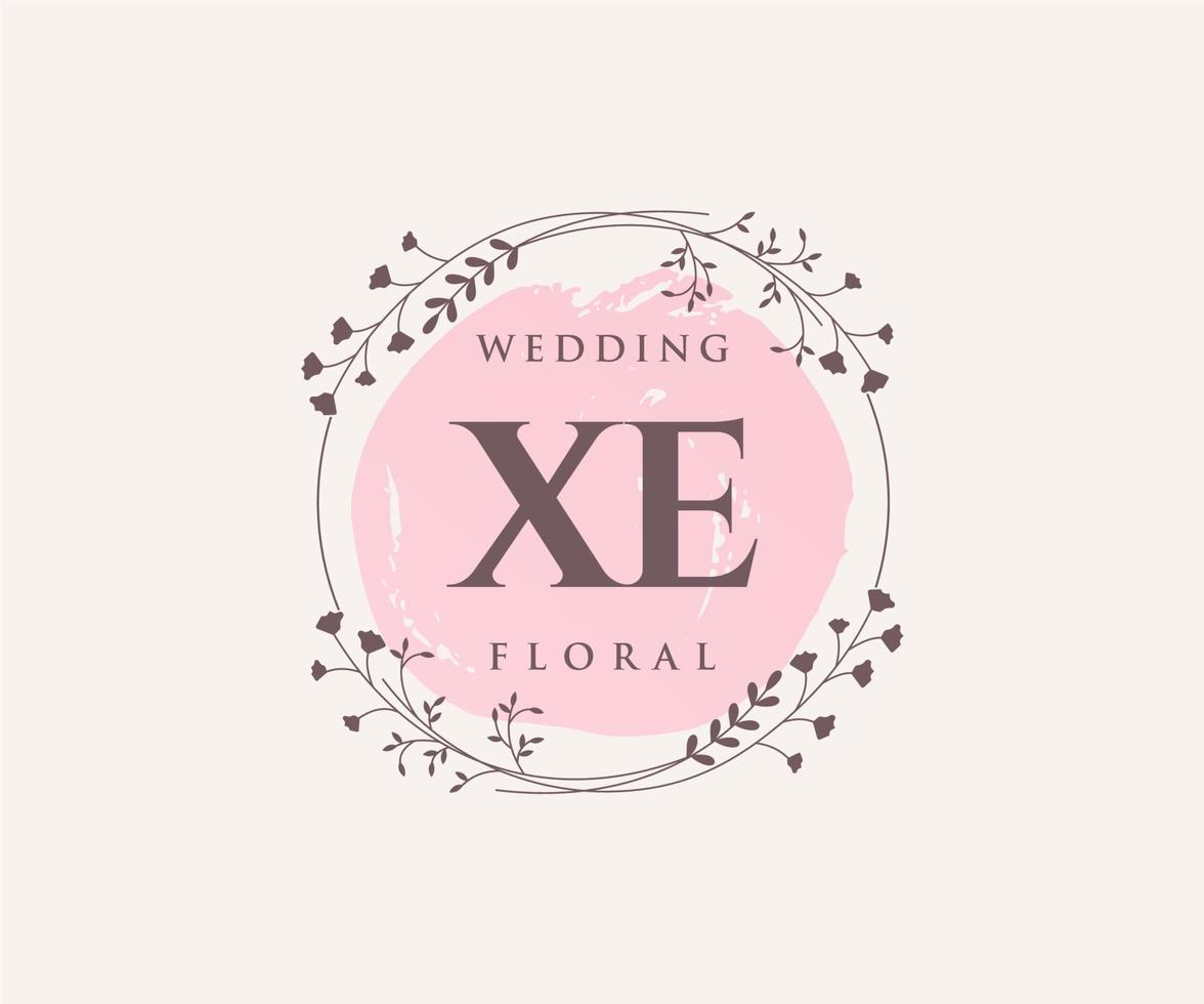 xe initialen brief bruiloft monogram logos sjabloon, hand- getrokken modern minimalistisch en bloemen Sjablonen voor uitnodiging kaarten, opslaan de datum, elegant identiteit. vector