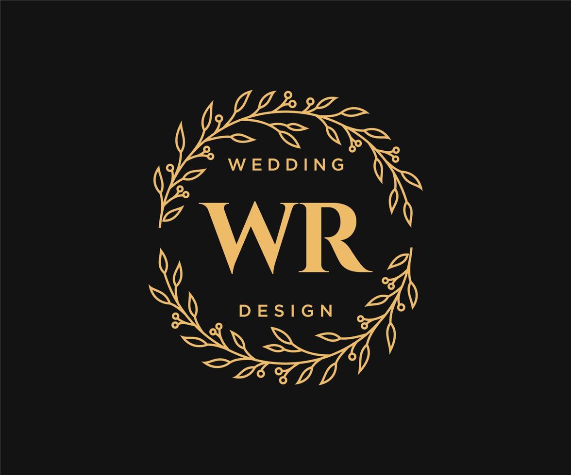 wr initialen brief bruiloft monogram logos verzameling, hand- getrokken modern minimalistisch en bloemen Sjablonen voor uitnodiging kaarten, opslaan de datum, elegant identiteit voor restaurant, boetiek, cafe in vector