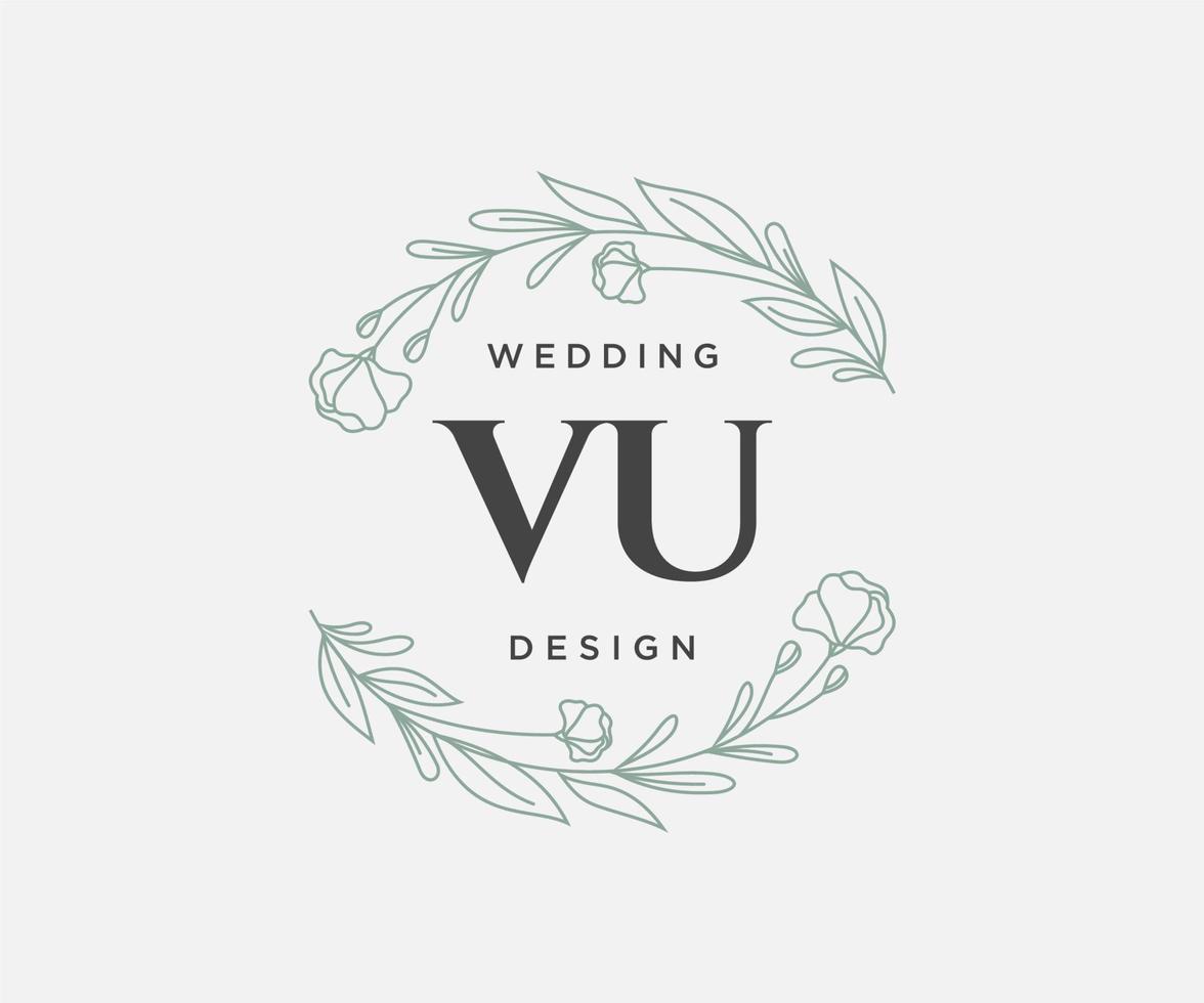 vu initialen brief bruiloft monogram logos verzameling, hand- getrokken modern minimalistisch en bloemen Sjablonen voor uitnodiging kaarten, opslaan de datum, elegant identiteit voor restaurant, boetiek, cafe in vector