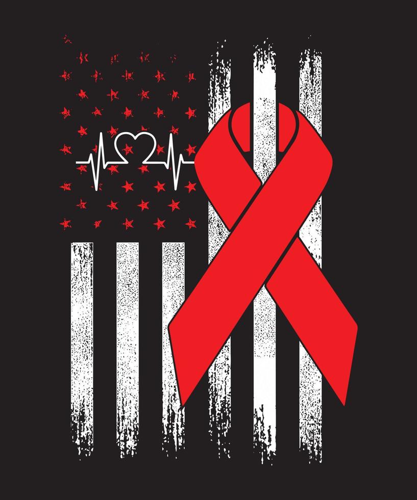 hart ziekte bewustzijn Verenigde Staten van Amerika vlag t-shirt ontwerp vector