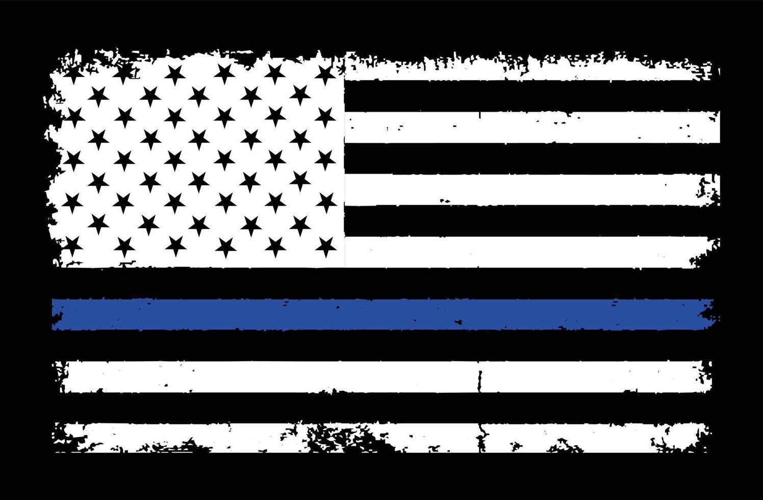 grunge Verenigde Staten van Amerika Politie vlag met dun blauw lijn ontwerp vector