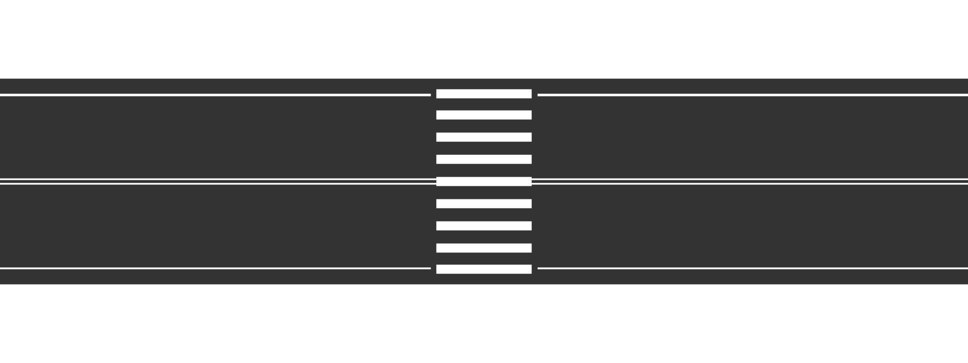 leeg Rechtdoor weg met zebrapad markering. top antenne visie. naadloos rijweg horizontaal sjabloon. vervoer element van stad kaart vector