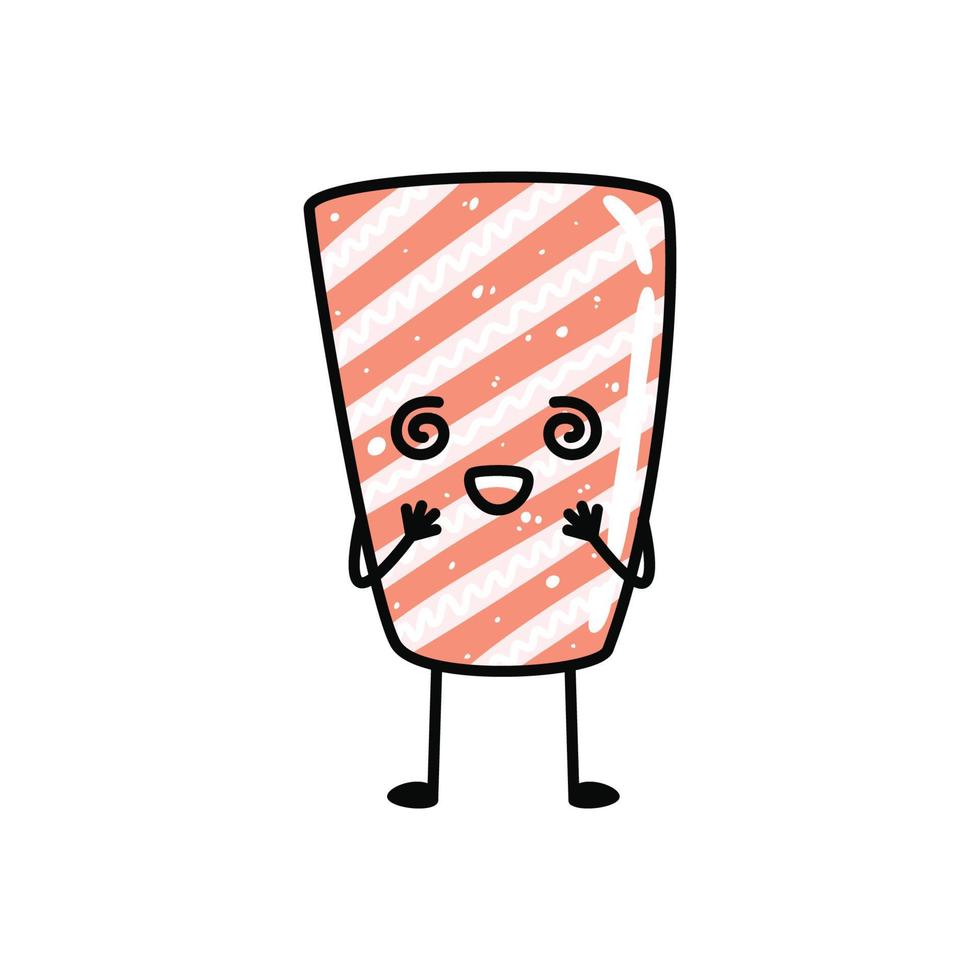 kawaii sushi mascotte in tekenfilm stijl. schattig sashimi met Zalm voor menu vector