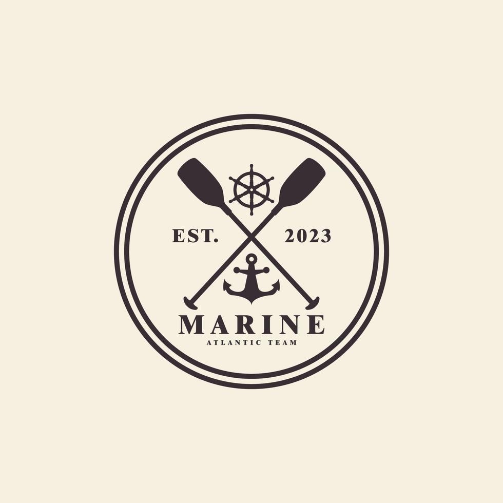 nautische insigne logo met retro stijl ontwerp vector ontwerp
