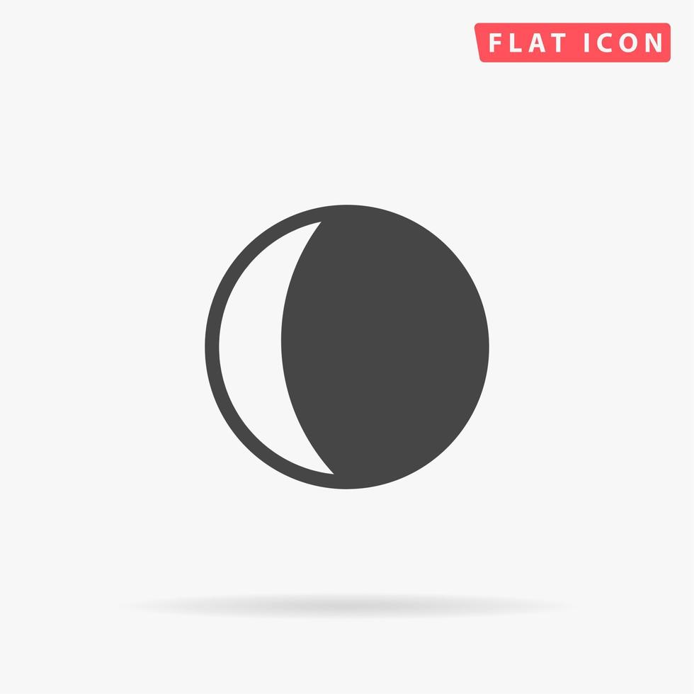 maan. gemakkelijk vlak zwart symbool met schaduw Aan wit achtergrond. vector illustratie pictogram