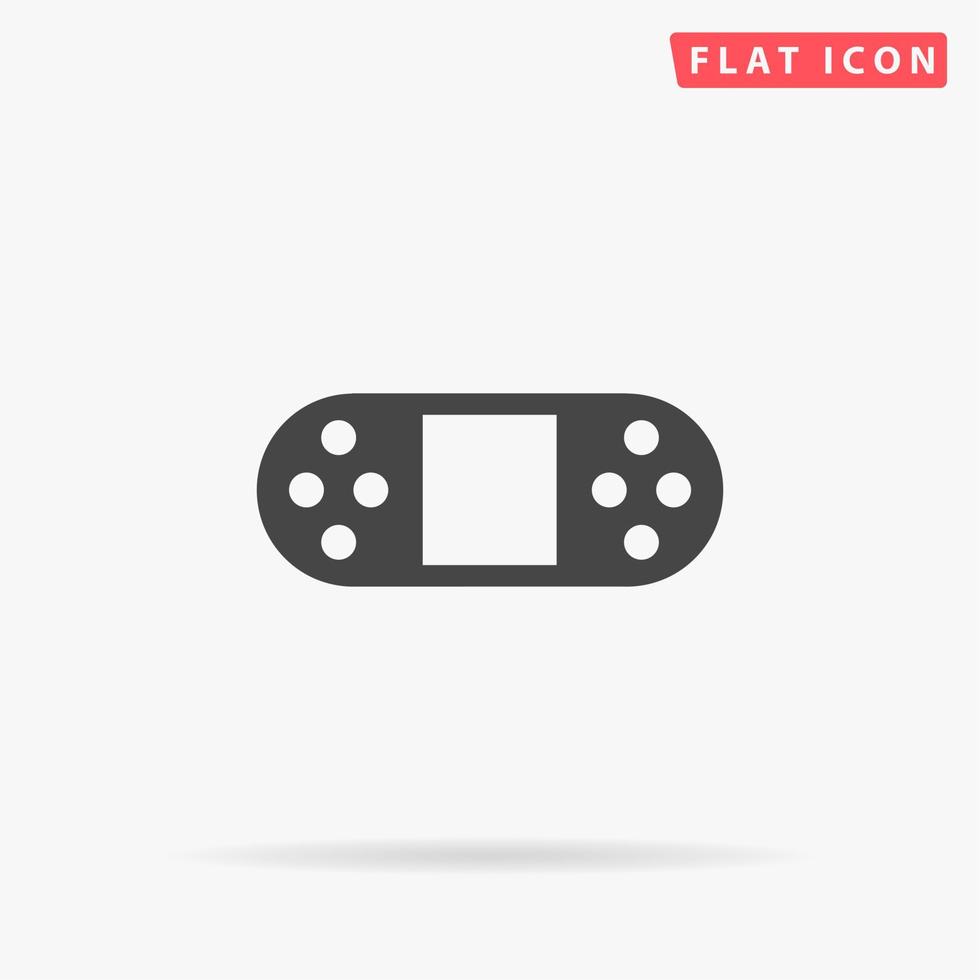 portable video spel troosten. gemakkelijk vlak zwart symbool met schaduw Aan wit achtergrond. vector illustratie pictogram