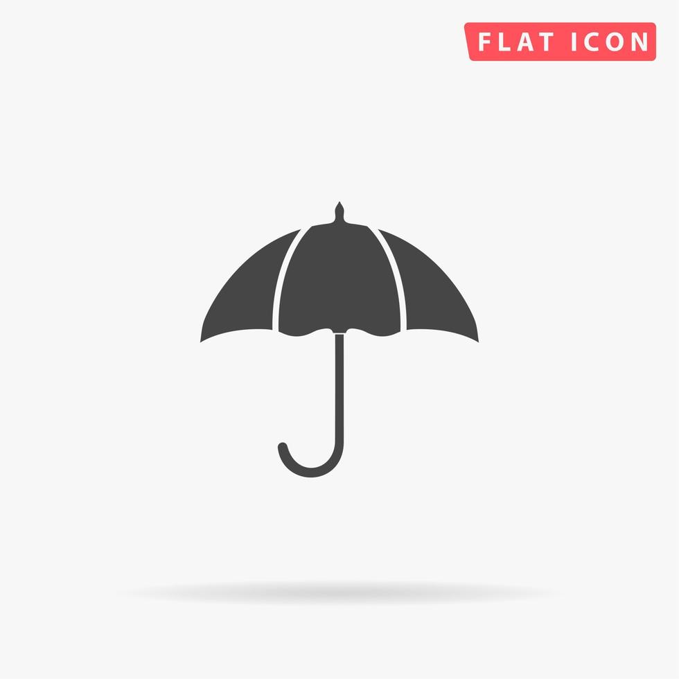 paraplu. gemakkelijk vlak zwart symbool met schaduw Aan wit achtergrond. vector illustratie pictogram
