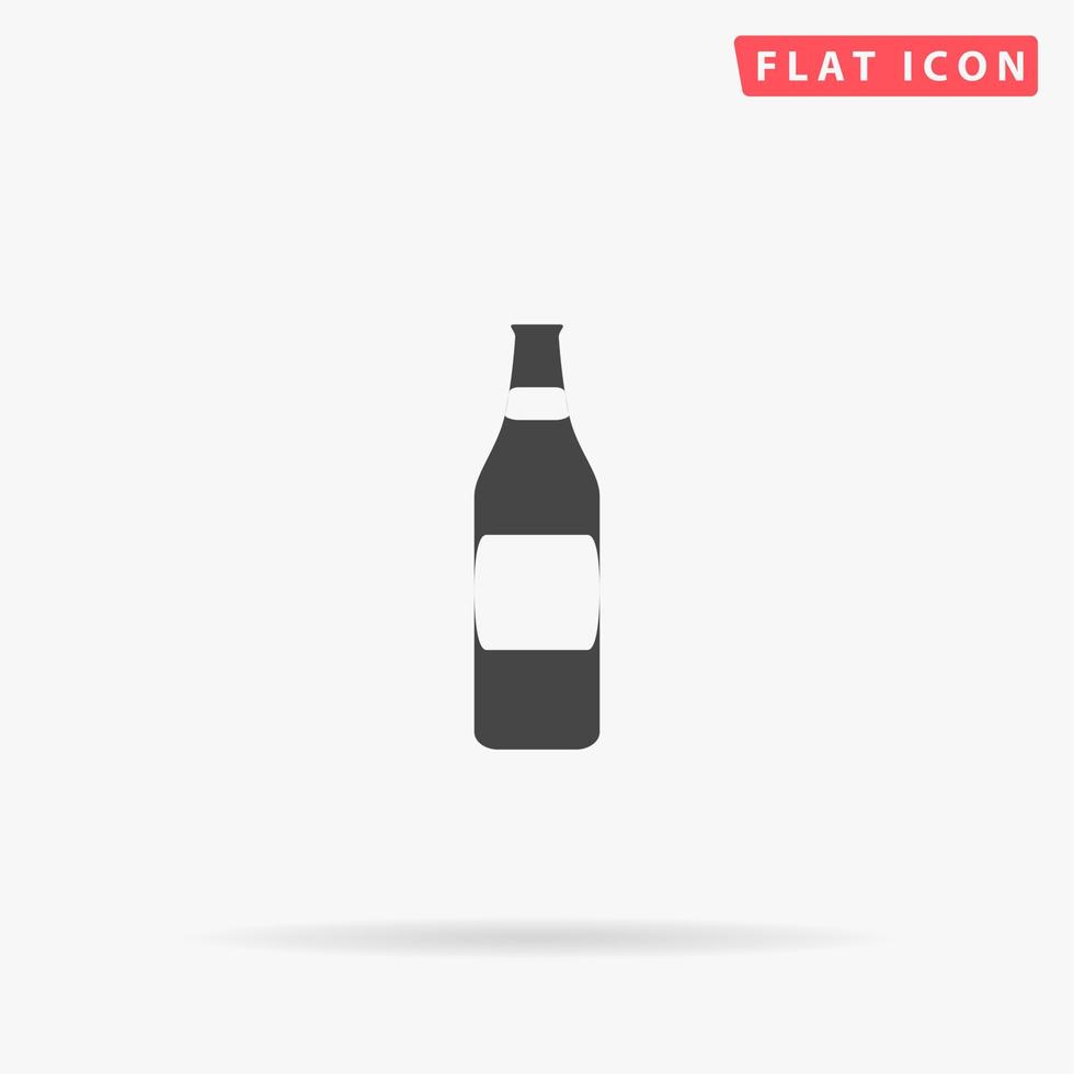 fles van bier. gemakkelijk vlak zwart symbool met schaduw Aan wit achtergrond. vector illustratie pictogram