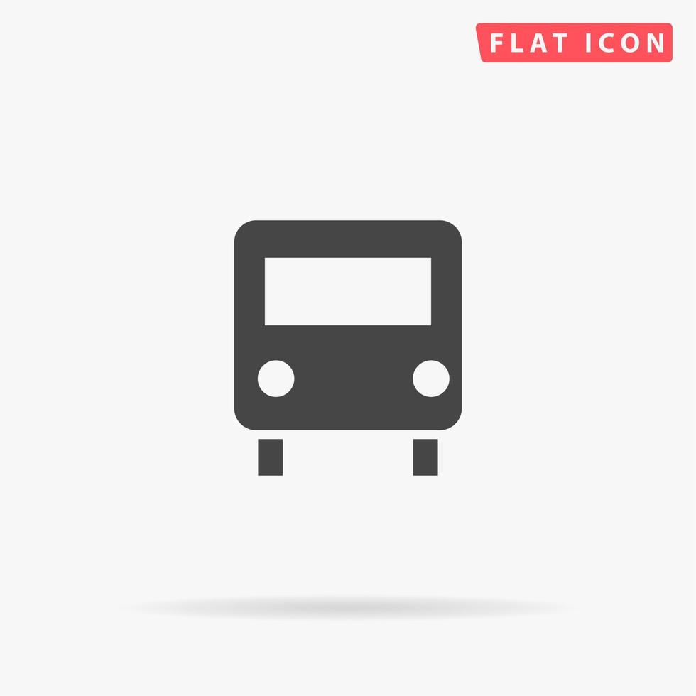 bus. gemakkelijk vlak zwart symbool met schaduw Aan wit achtergrond. vector illustratie pictogram