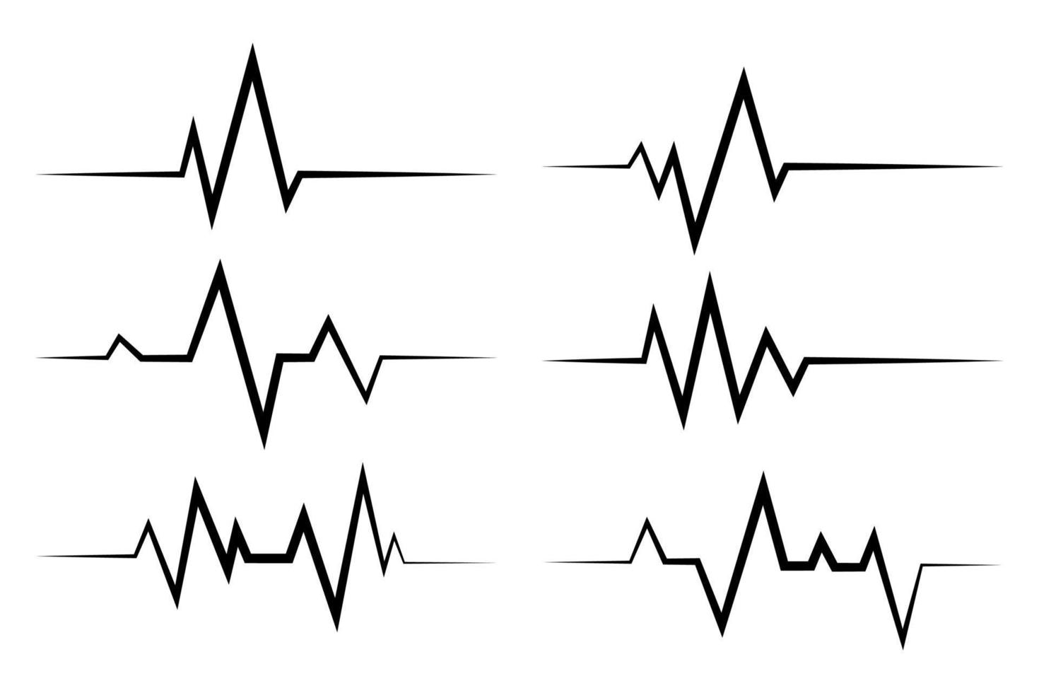 zes ecg hartslag lijnen verzameling vector