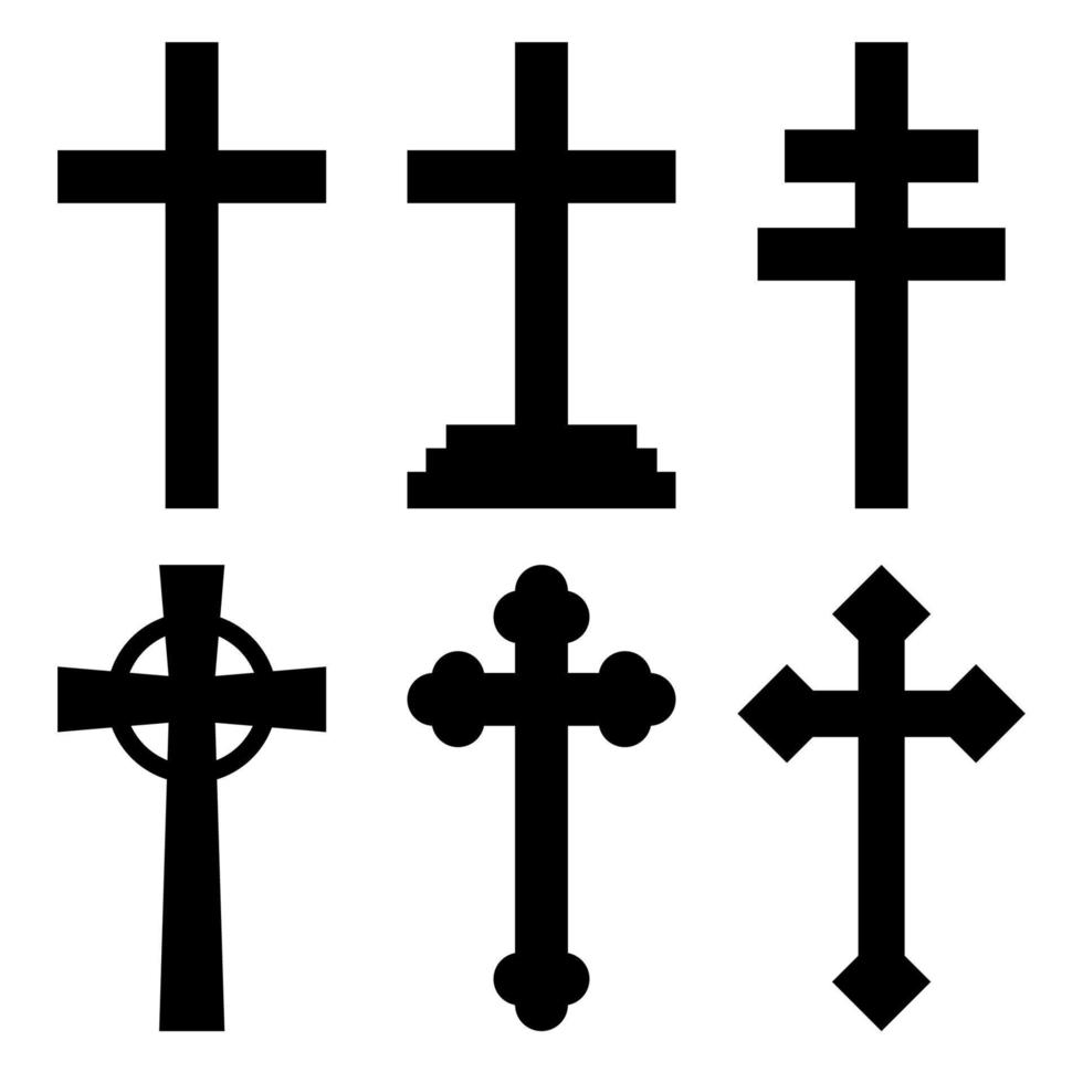 christen kruisen glyph stijl verzameling vector