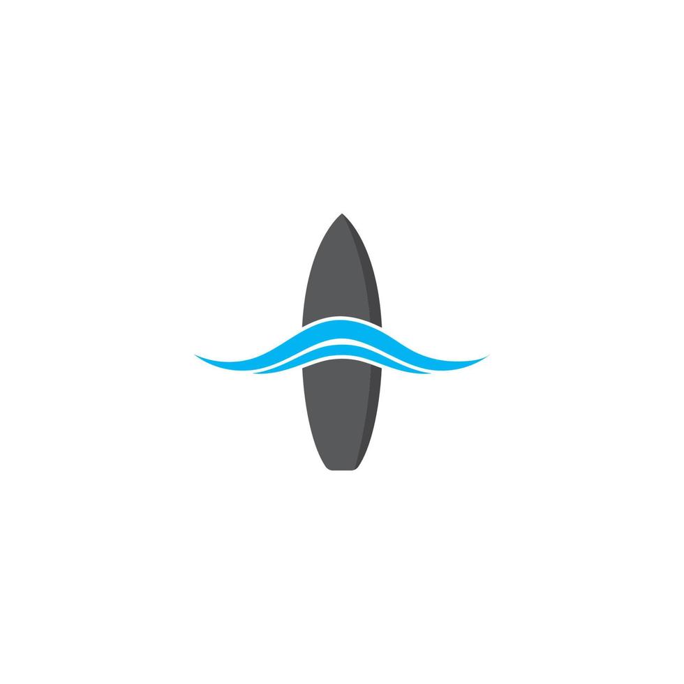 surfen bord logo met watergolf vector icoon sjabloon