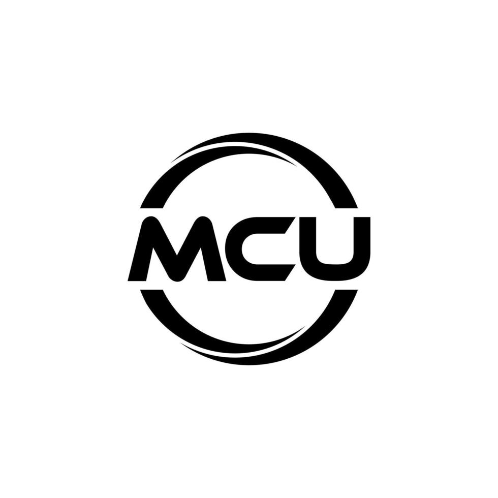 mcu brief logo ontwerp in illustratie. vector logo, schoonschrift ontwerpen voor logo, poster, uitnodiging, enz.