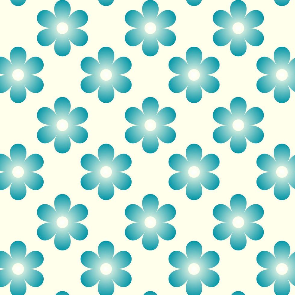 herhalen patroon van blauw bloemen met een gloeiend centrum Aan een geel achtergrond vector