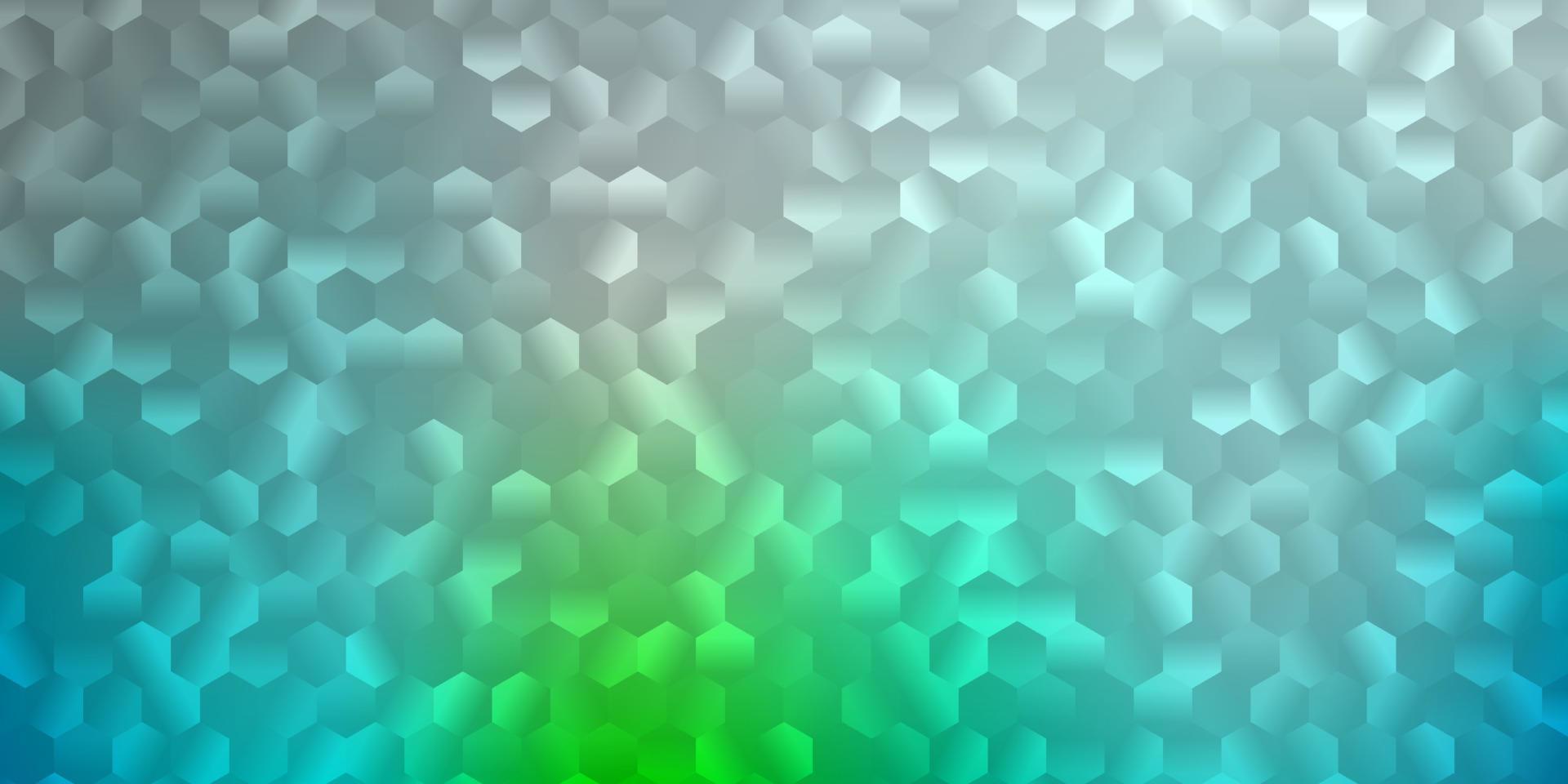 lichtblauwe, groene vectorachtergrond met zeshoekige vormen. vector