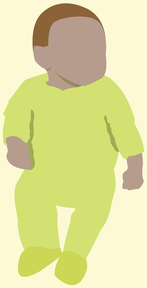 een gezichtsloos baby met groen kleren vector illustratie, een zuigeling abstract, kan worden gebruikt net zo een baby jongen en een baby meisje
