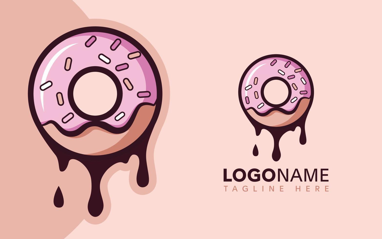 testy donuts tekenfilm vector logo ontwerp illustratie met room druipend