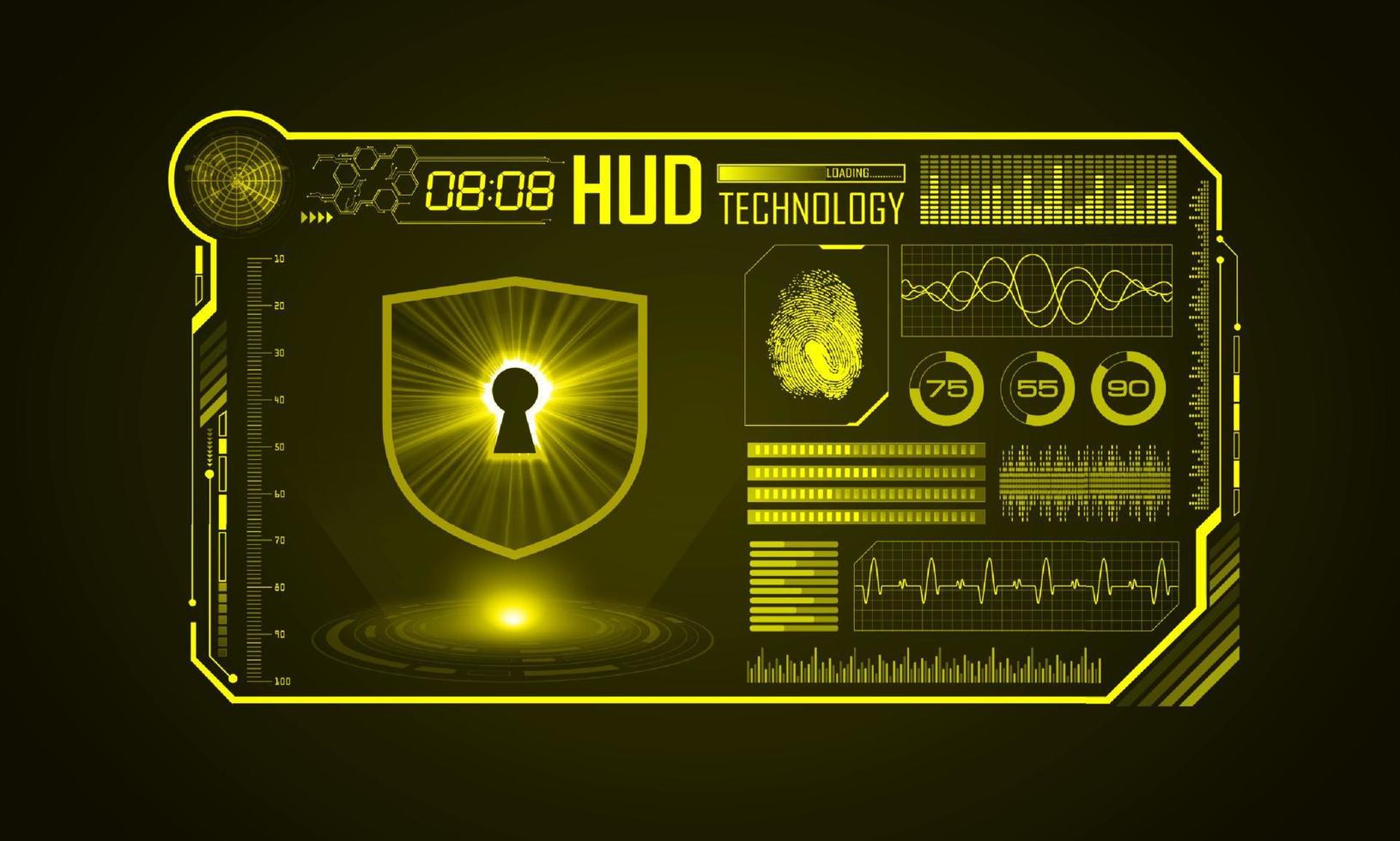 modern hud technologie scherm achtergrond met hangslot vector