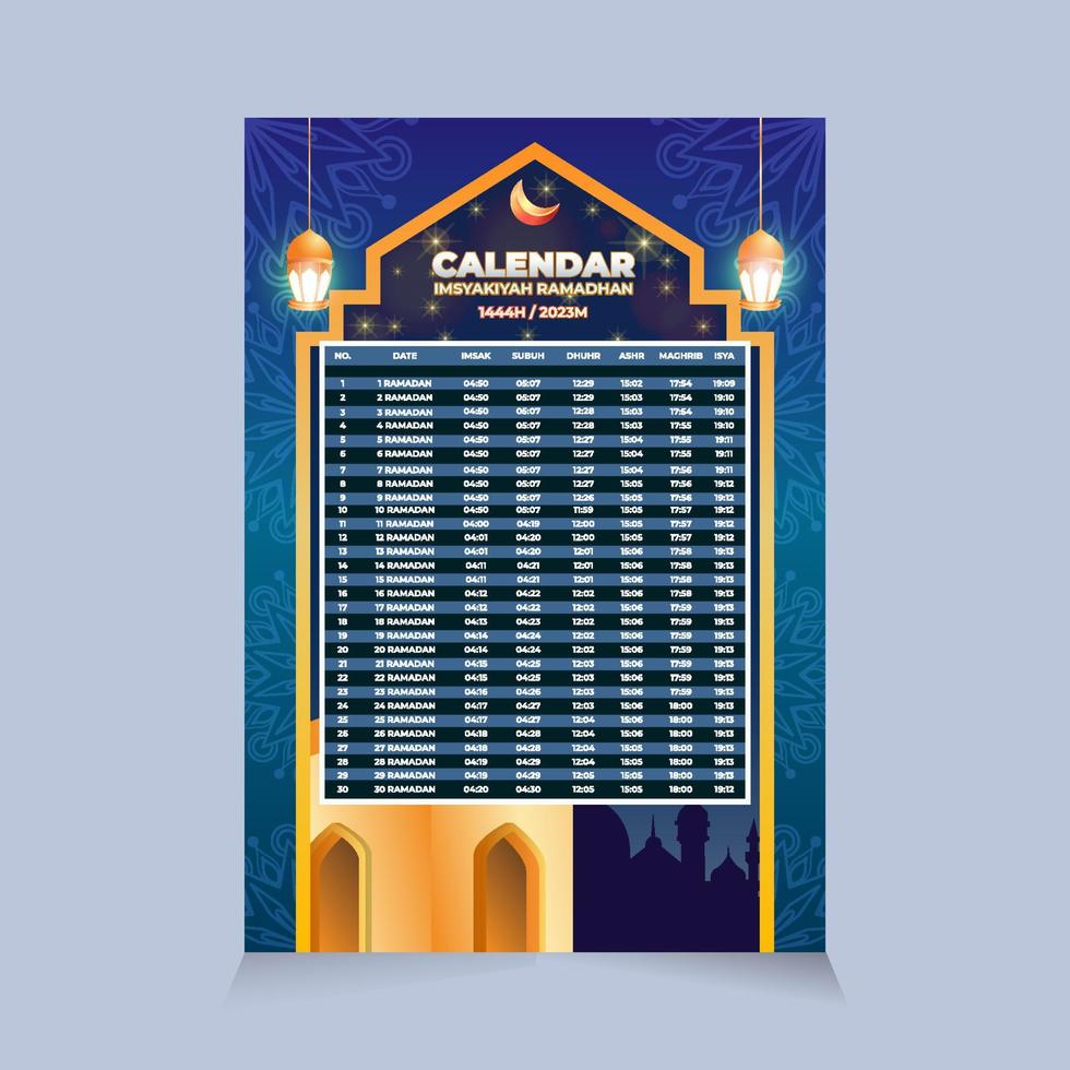 imsakiyah Ramadan kalender sjabloon vector