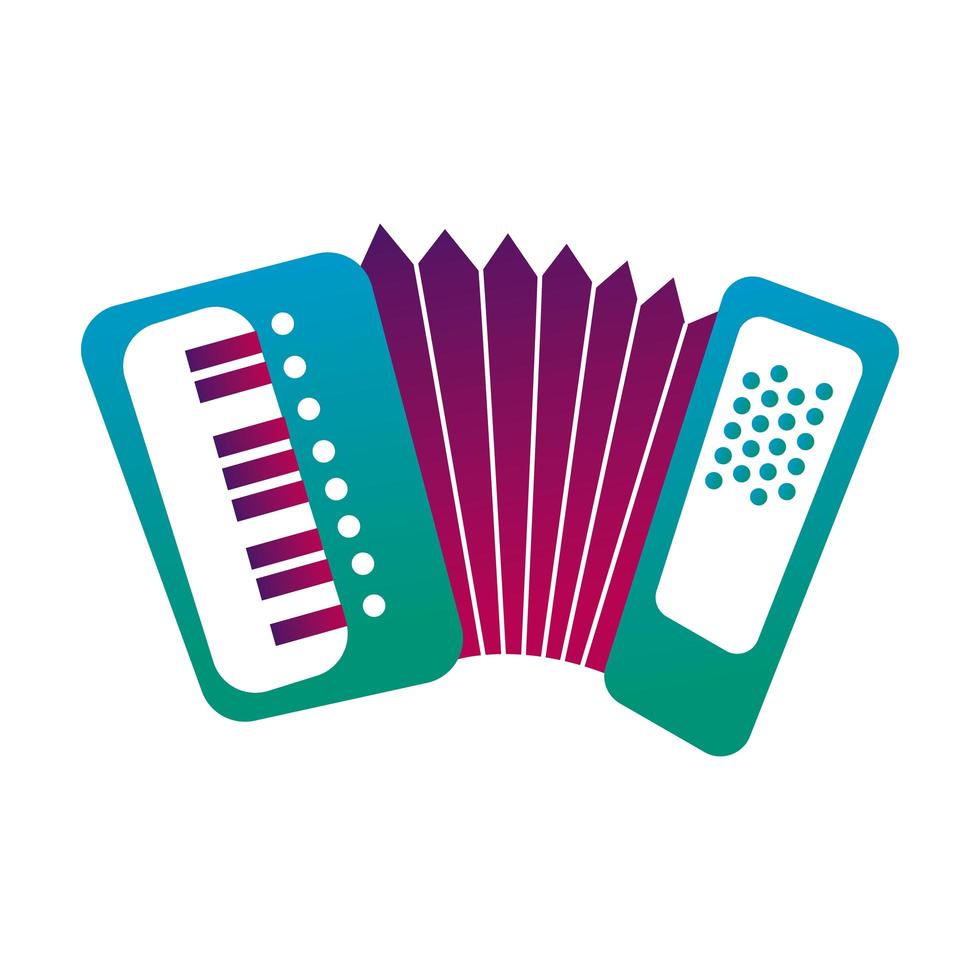 accordeon muziekinstrument lijn en opvulling stijlicoon vector