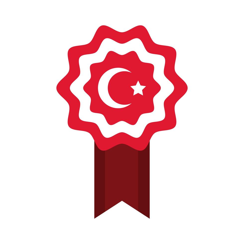 dag van de republiek turkije maan en ster symbool op lint vlakke stijl vector