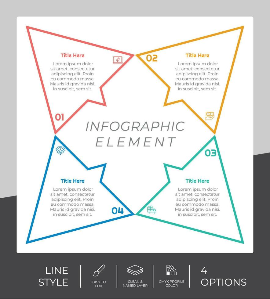 driehoek werkwijze infographic vector ontwerp met 4 stappen kleurrijk stijl voor presentatie doel.lijn stap infographic kan worden gebruikt voor bedrijf en afzet