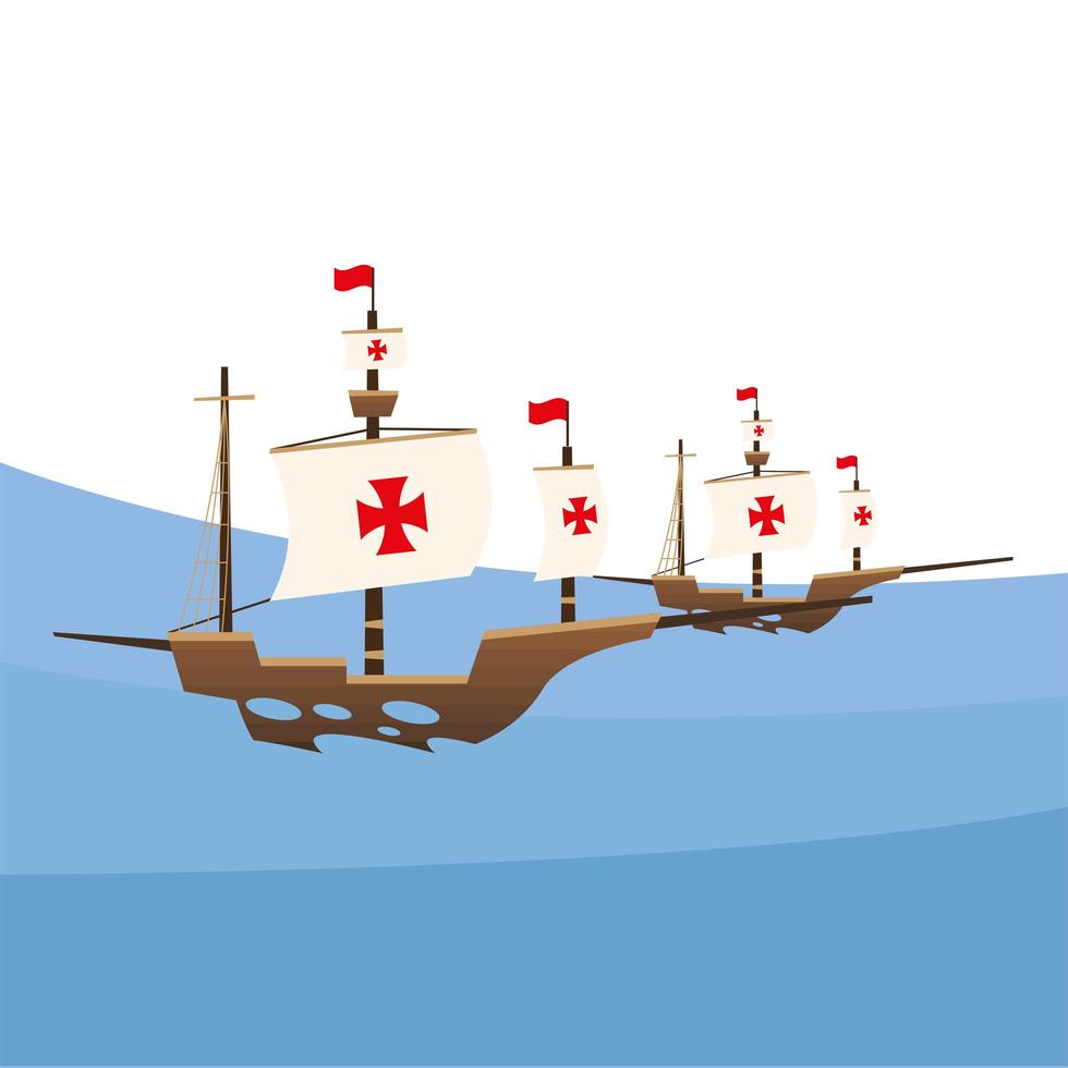 christopher columbus schepen op zee vector ontwerp